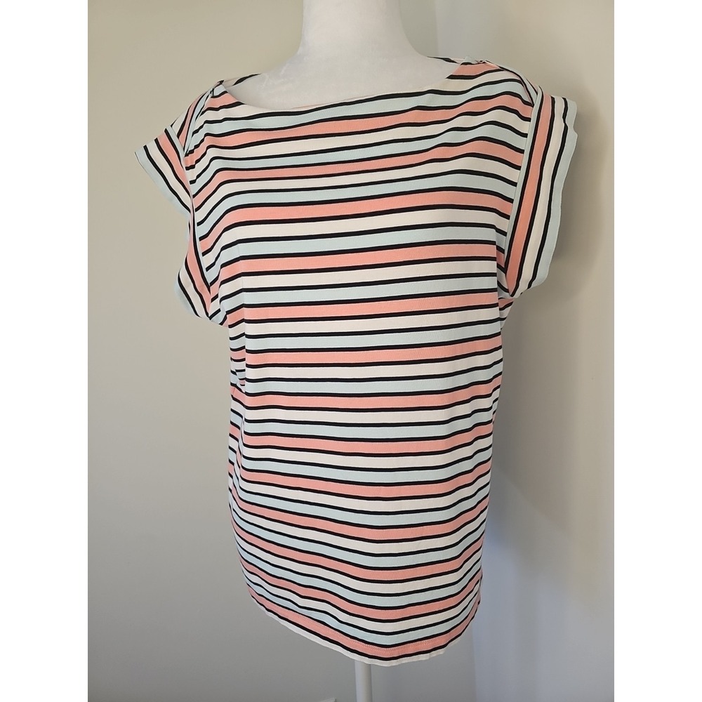 Anne Klein‎ Women's Pink Stripe Cap Sleeve Crew-Neck Tank Top Size 0X